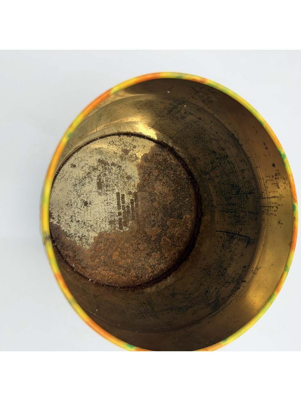 Vintage Daher Floral Tin Canister Lid Brass Knob Finial Made in England 6" - Picture 4 of 8
